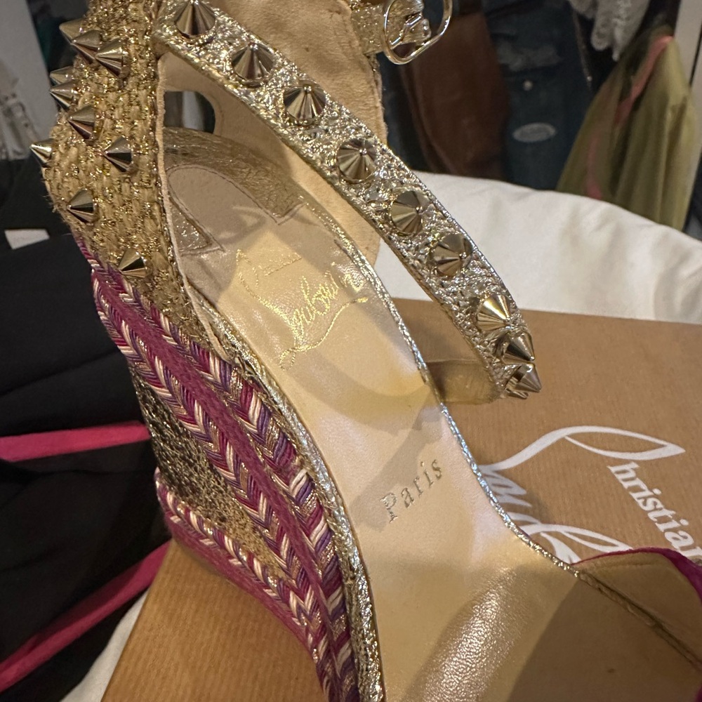 Christian Louboutin Madmonica 120 Velvet Multi-Color Shoes - Picture 5 of 5